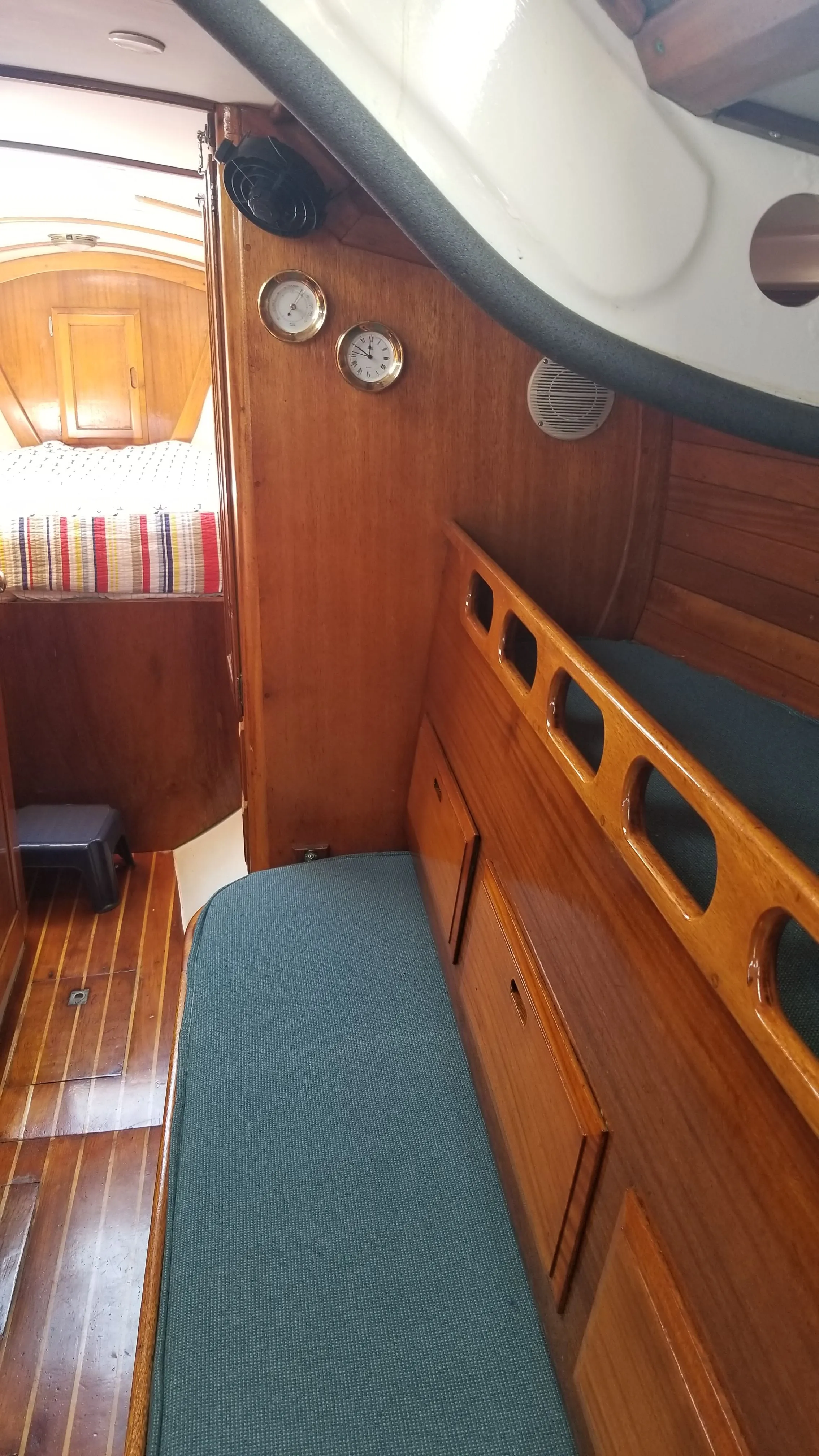 Starboard settee and saloon upholstery