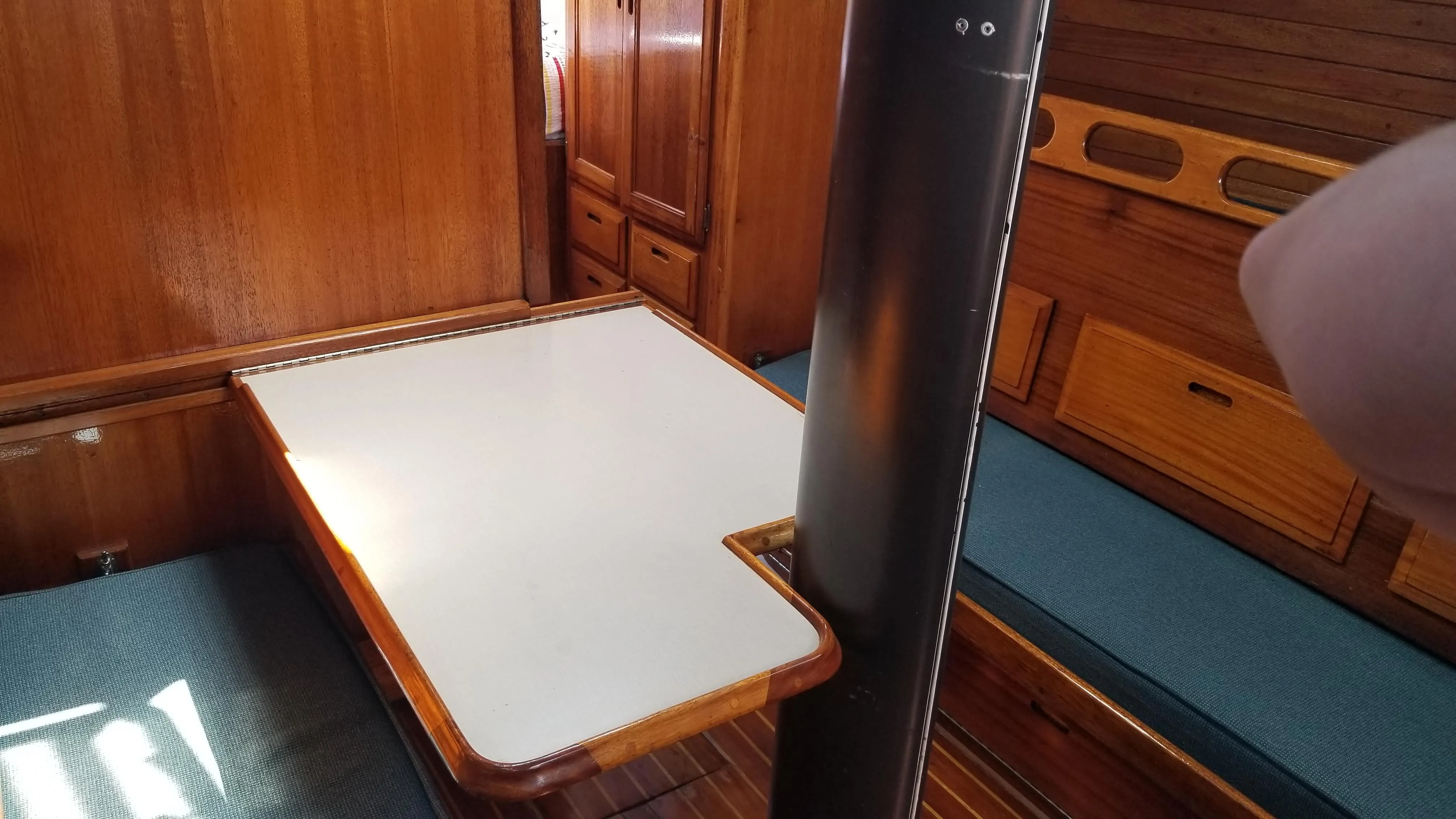 Navigation station with chart table and seating