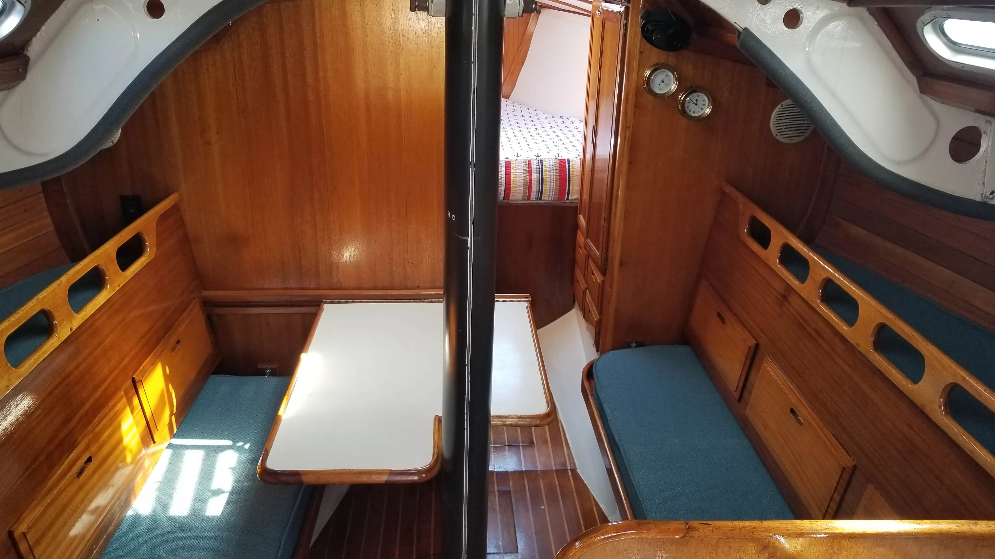 Chart desk surface and navigation electronics