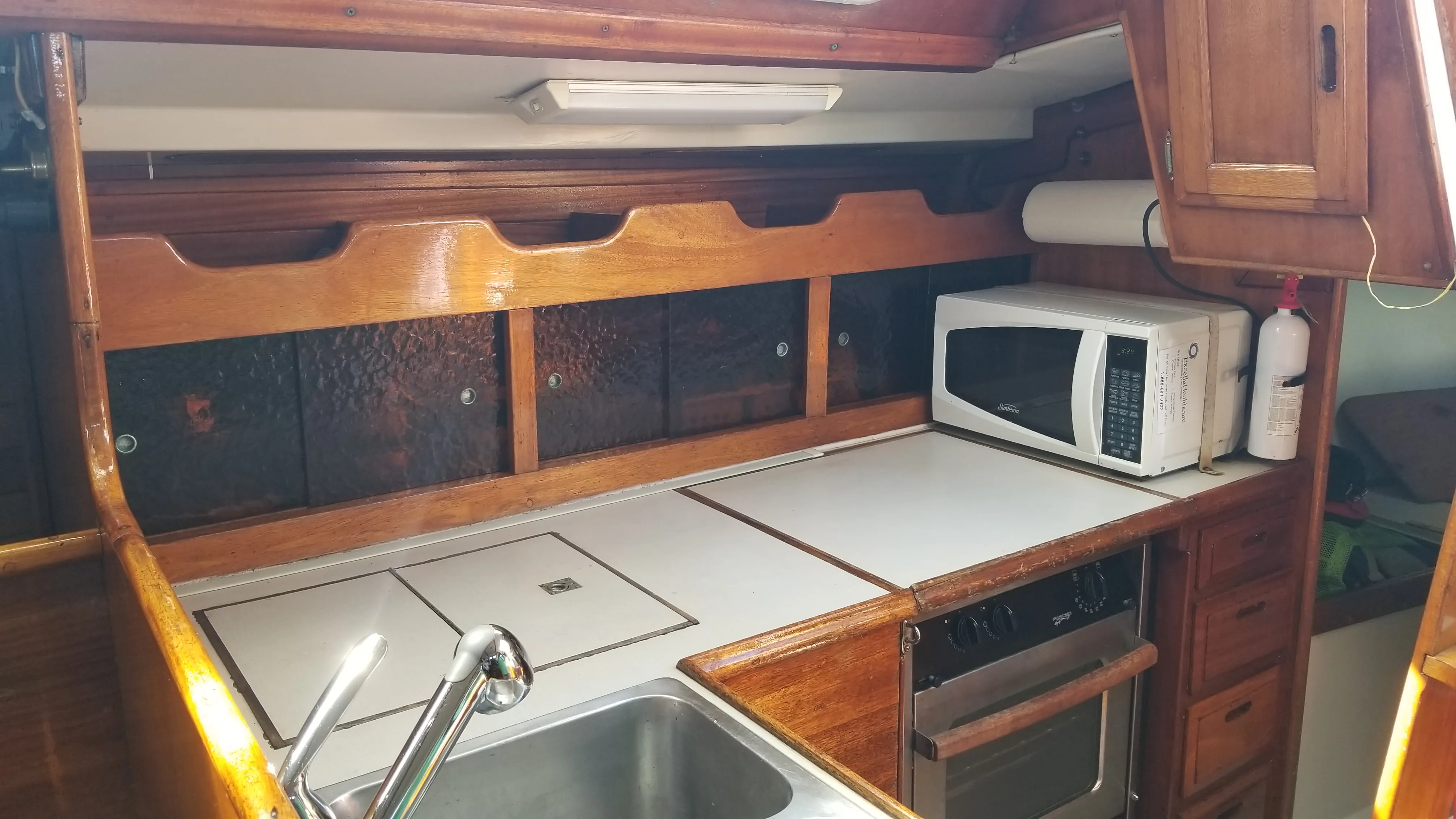 Galley aft end with passage to quarter berth or nav area